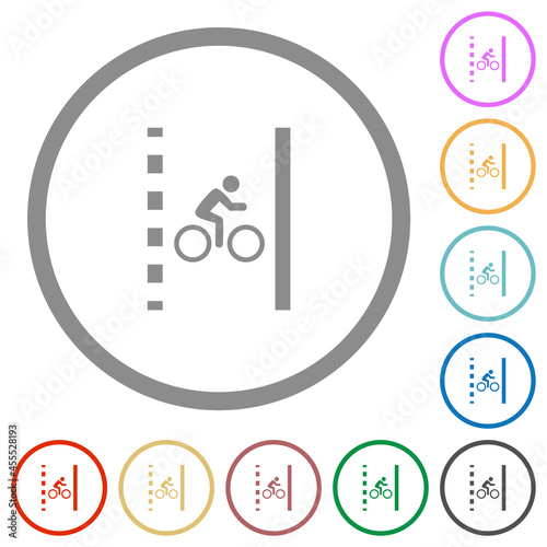 Bicycle lane flat icons with outlines