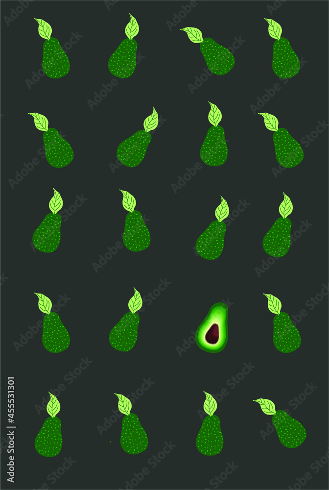 Background with whole and one sliced avocado Background with whole and one sliced avocado