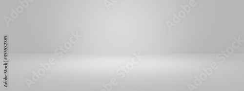 Abstract pastel gray color and gradient white light background in studio table backdrops display product design. Blank empty space room for showing. Blur 3D render podium stage grey texture pattern.