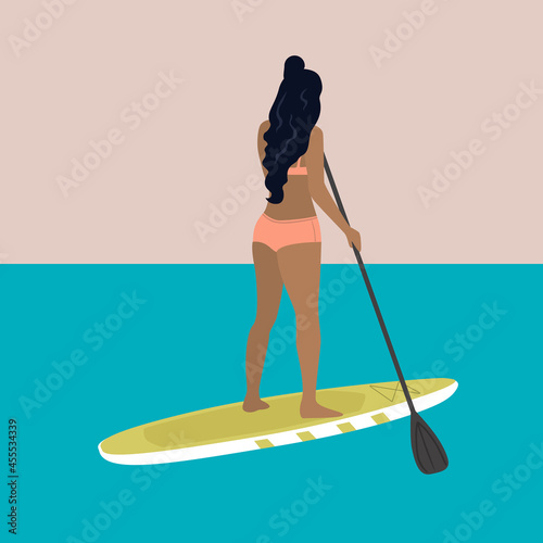 Vector flat illustration sup. Summer sport.