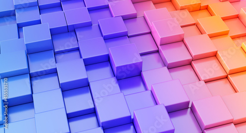 3D render of colorful cubes abstract background.