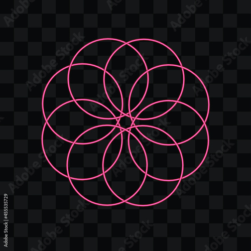 Red neon effect element design with circle style. can use for poster, business banner, flyer, advertisement, brochure, catalog, web, site, website, presentation, book cover, leaflet graphic resources