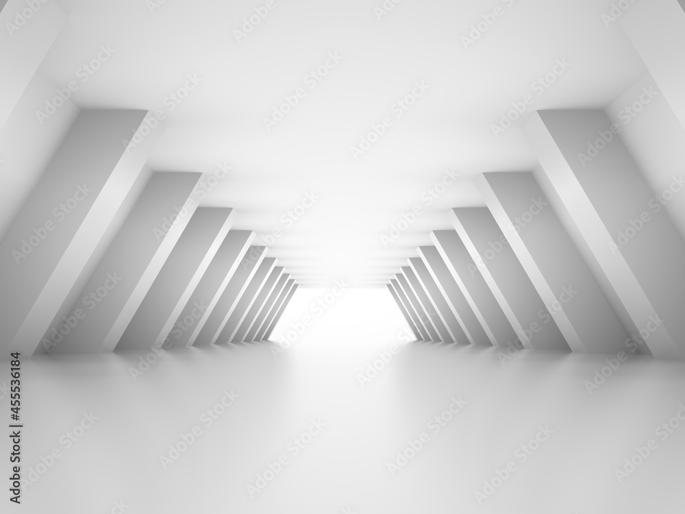 Naklejka premium Abstract white tunnel perspective with glowing end