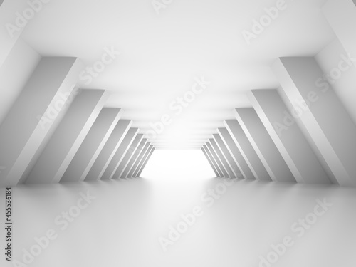 Fototapeta Naklejka Na Ścianę i Meble -  Abstract white tunnel perspective with glowing end