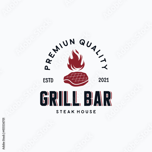 Vintage barbecue steak grilled logo
