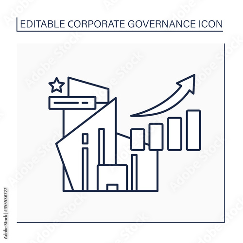 Sustainability line icon. Creating long-term stakeholder value through implementation of business strategy. Development. Corporate governance concept. Isolated vector illustration. Editable stroke