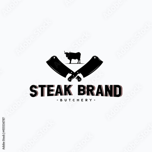 Butcher shop logo vector illustration