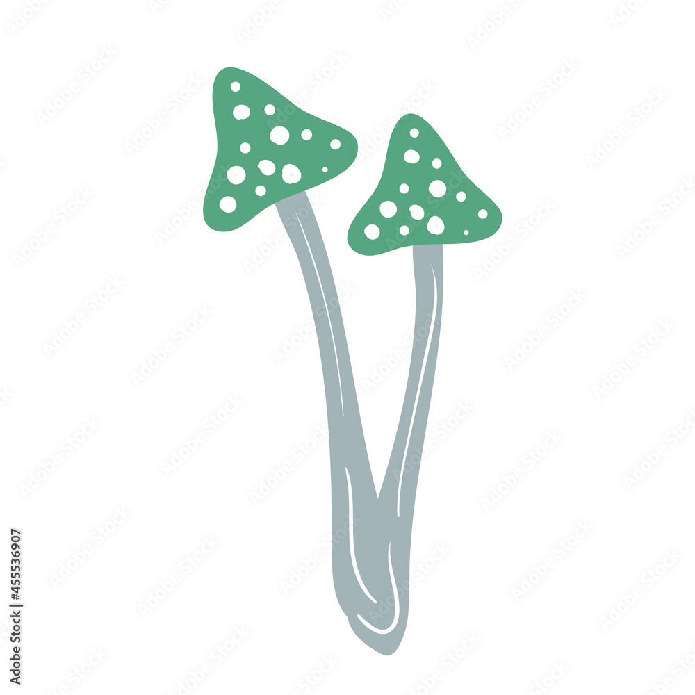 Halloween mushroom flat vector illustration. Isolated object on white background. Good for posters, party invitations, stickers, cards, gift. Halloween mushroom flat vector illustration. Isolated object on white background. Good for posters, party invitations, stickers, cards, gift.