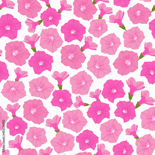 pink petunia seamless pattern. floral pattern. Pink Petunia Flowers in the tropical garden in summer spring autumn season for Fabric  Textile  Stationary  kimono  dress  clothing  apparel   etc.