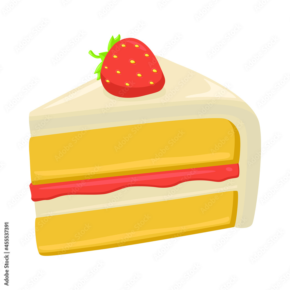 Cake Slice Sign Emoji Icon Illustration. Bakery Pie Piece Vector Symbol