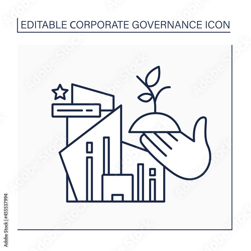 Acceleration line icon. Companies development, mentorship, investors and other support. Corporate governance concept. Isolated vector illustration. Editable stroke