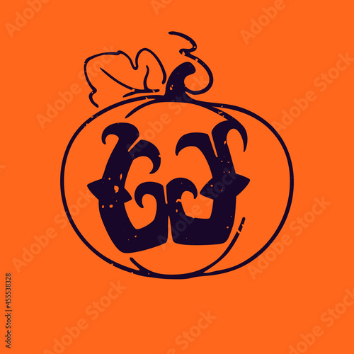 W letter logo in pumpkin with grunge texture.