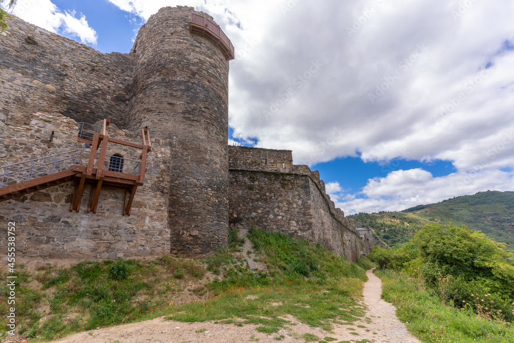 Ruins of the Templar castle of Ponferrada along the the old way of St. James, Castille and Leon, Spain