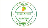 The emblem of an environmentally friendly product is mango. Vegetarian food, fresh product logo.