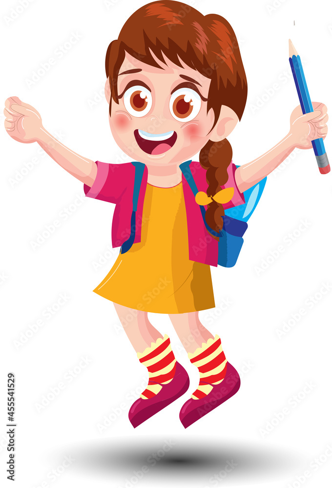 Cute little school girl kids Cartoon Cute little school girl kids Cartoon