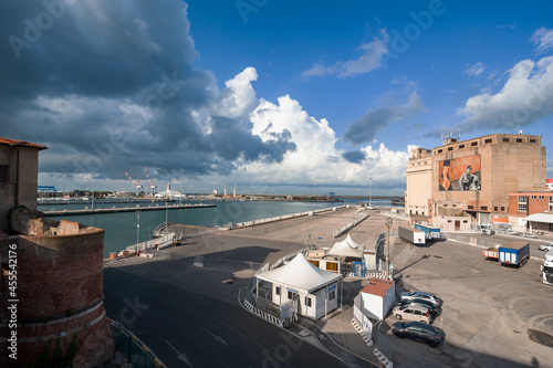 Livorno: The commercial port seen from the top of the Fortezza Vecchia (Old Fortress)..