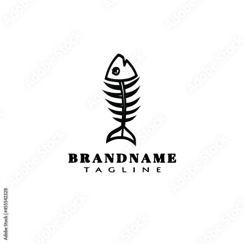 fish bone logo cartoon design template icon black isolated illustration