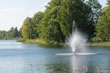 fountain in Lake Aluksne near Pilssala on a sunny summer afternoon, Aluksne, Vidzeme, Latvia