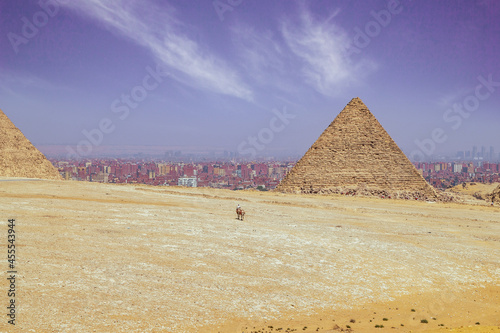 Skyline with Cairo and the pyramid