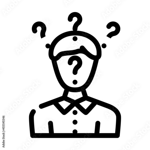 searching answers male line icon vector. searching answers male sign. isolated contour symbol black illustration