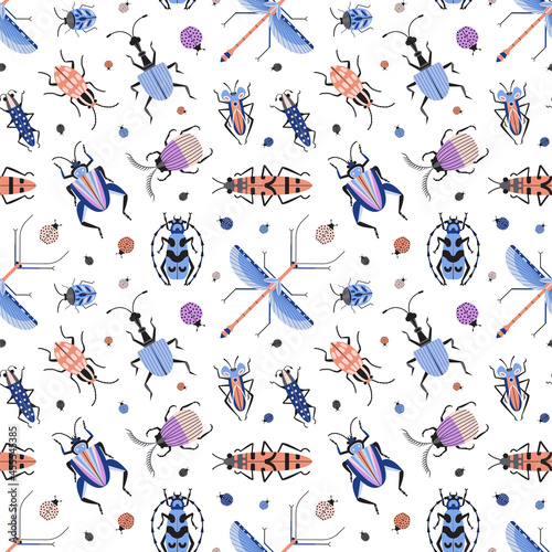 Exotic Retro Beetles and Bugs Pattern