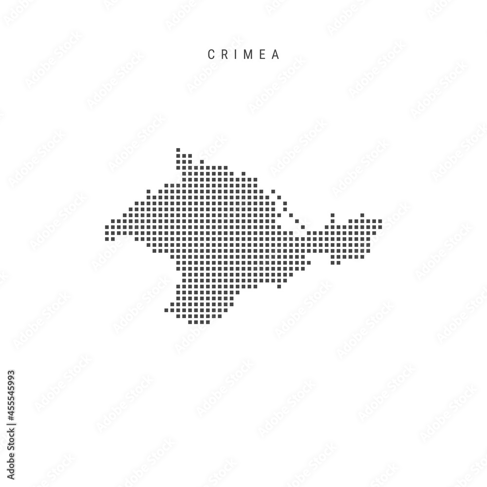 Square dots pattern map of Crimea. Dotted pixel map. Vector illustration
