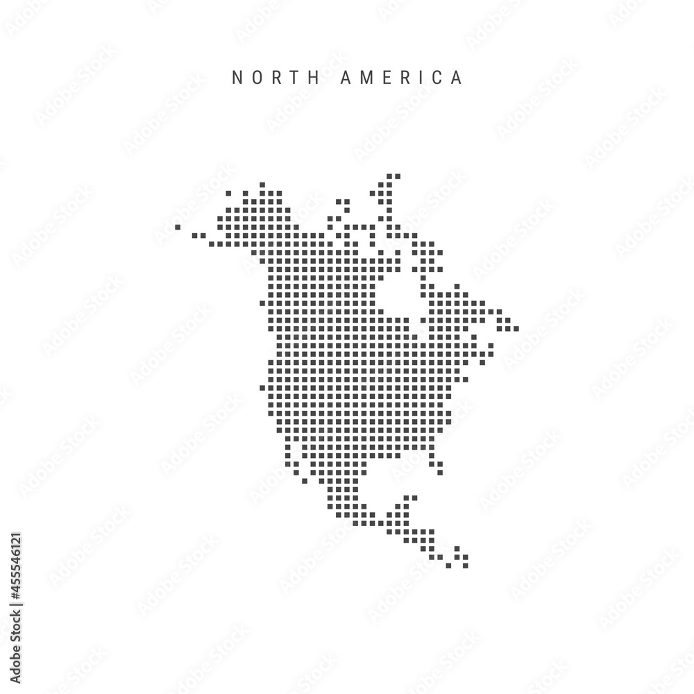 Square dots pattern map of North America. Dotted pixel map. Vector illustration