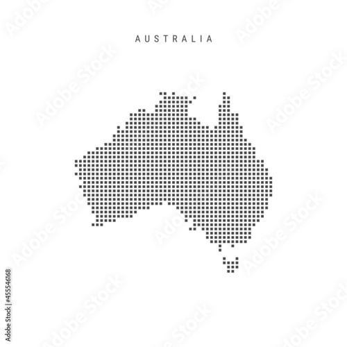 Square dots pattern map of Australia. Dotted pixel map. Vector illustration