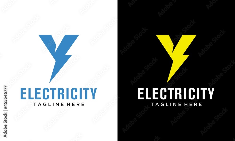 Letter Y Electric Logo, letter Y and lightning bolt combination, tunder bolt design logo template, vector illustration