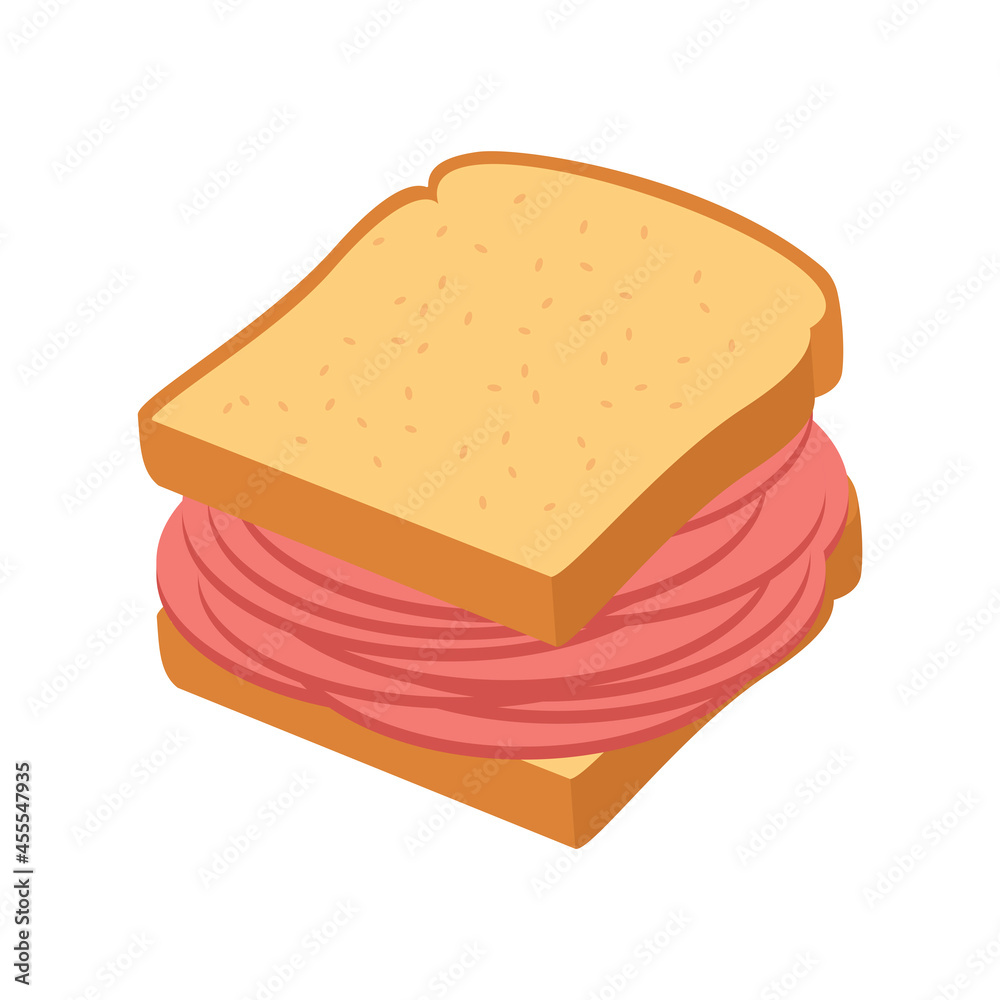 Bologna sandwich icon vector. Toast bread with salami icon isolated on a white background Bologna sandwich icon vector. Toast bread with salami icon isolated on a white background