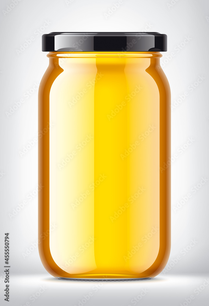 Glass Jar with Honey on Background. Glass Jar with Honey on Background.