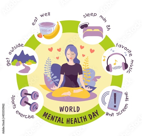 World mental health Day Design Template Vector. Suitable for Greeting Card, Poster and Banner Day with nice and creative design illustration. Infographics mental health concept