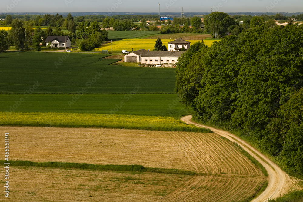 Dirt road on the country. Small road between fields. Landscape of countriside. Dirt road on the country. Small road between fields. Landscape of countriside.