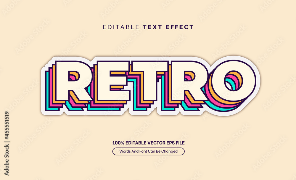Retro 90s Sticker Vintage 3D Editable Text Effect, Editable Font Style ...