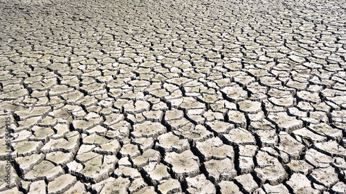 Cracked earth in a severe drought. The unbearable heat.