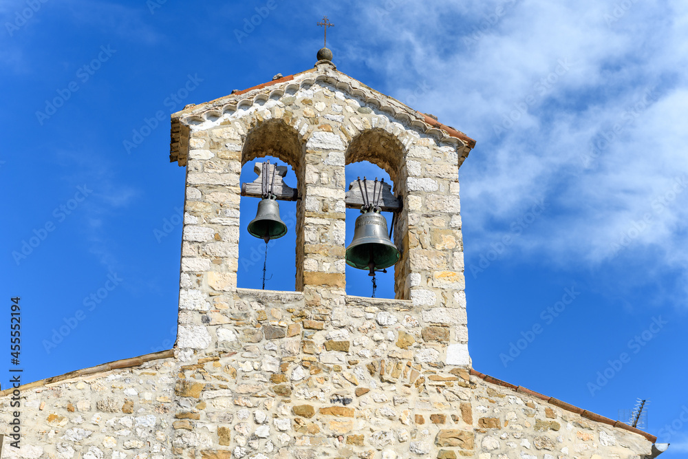 Bell tower of the church of Saint-Sauveur-Gouvernet, a small village in the Drome. France
