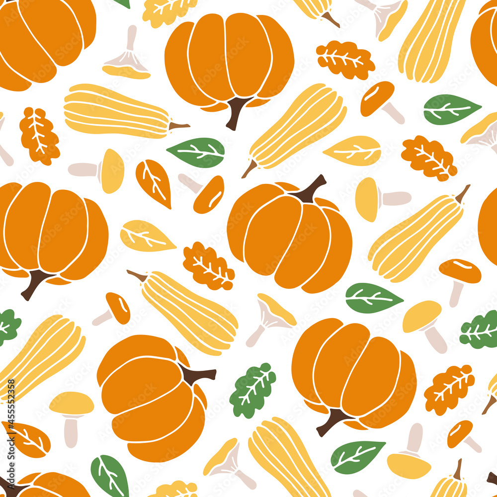 autumn hand drawn color doodle seamless pumpkins pattern autumn hand drawn color doodle seamless pumpkins pattern