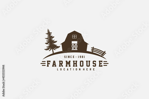 Vintage farm house logo design template - vector