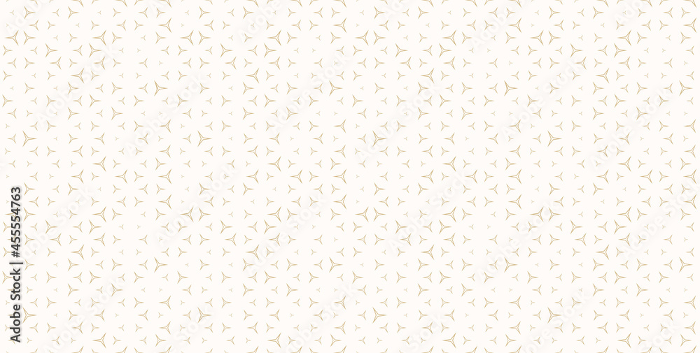 Golden vector seamless pattern with small linear triangles. Subtle minimalist background with scattered tiny shapes. Luxury modern gold and white ornament texture. Trendy modern minimal repeat design - obrazy, fototapety, plakaty 