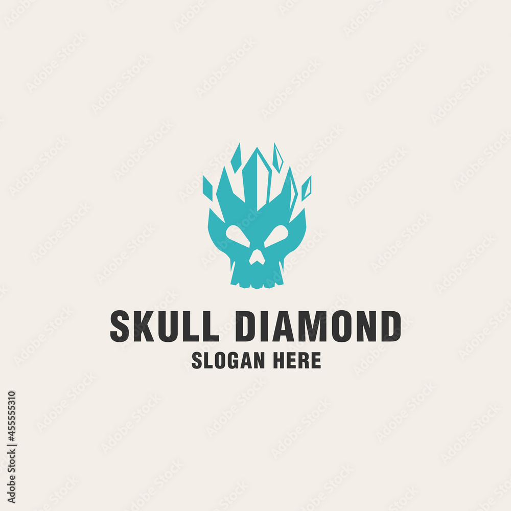 Skull diamond logo template on monogram style