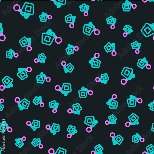 Line Perfume icon isolated seamless pattern on black background. Vector