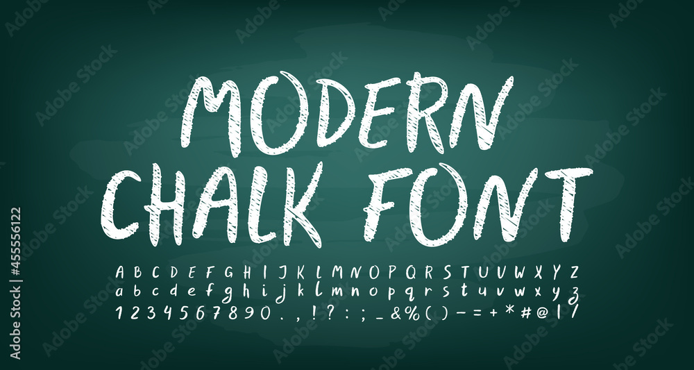 Εκτύπωση καμβά White chalky alphabet letters and numbers on dark green chalkboard