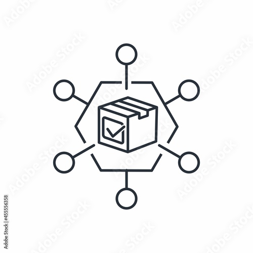 Electronic  tracking an online purchase. Delivery, escort cargo. Vector linear icon isolated on white background.