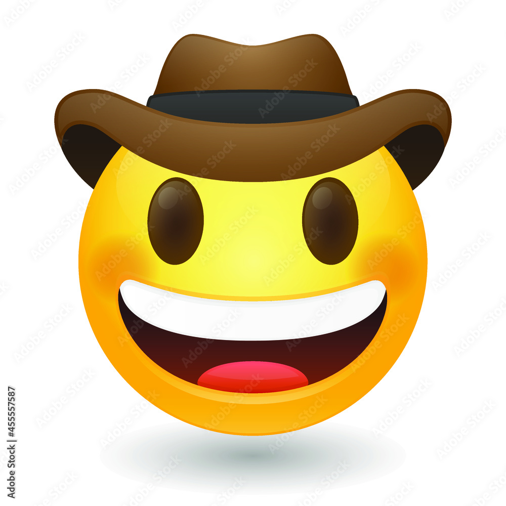 Cowboy Hat Emoji Icon Illustration Sign. Adventurer Vector Symbol ...