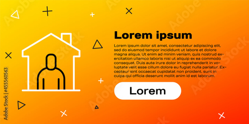 Line Shelter for homeless icon isolated on yellow background. Emergency housing, temporary residence for people, bums and beggars without home. Colorful outline concept. Vector