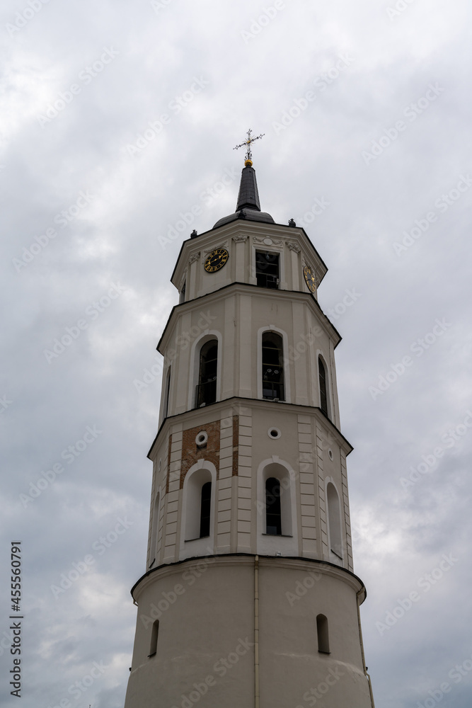 view of the Cathedral Bell Tower in Vilnius Old Town