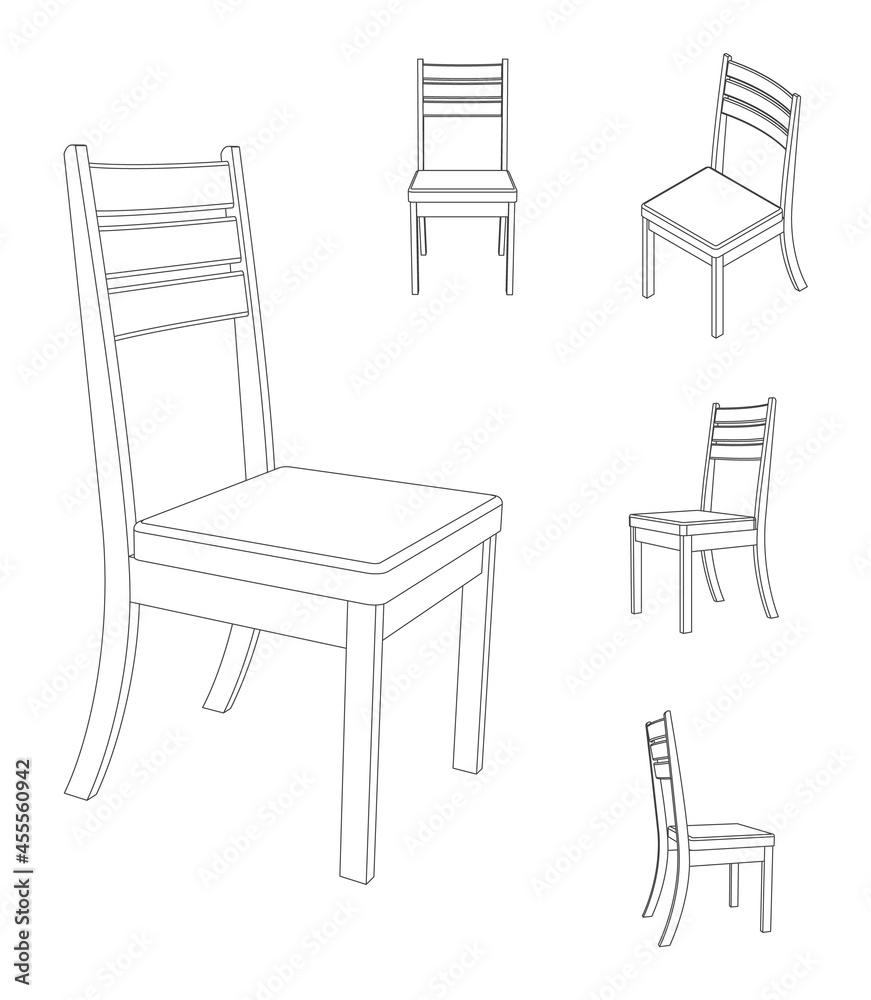 Vector simple chair with different views Vector simple chair with different views