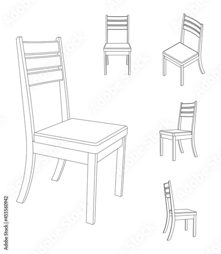 Billede på lærred Vector simple chair with different views