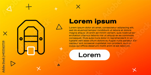 Line Rafting boat icon isolated on yellow background. Inflatable boat with paddles. Water sports, extreme sports, holiday, vacation. Colorful outline concept. Vector