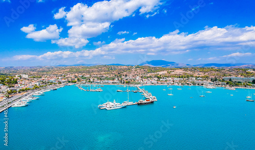 Canvastavla Aerial view over Porto Cheli, a summer resort town in the municipality of Ermion